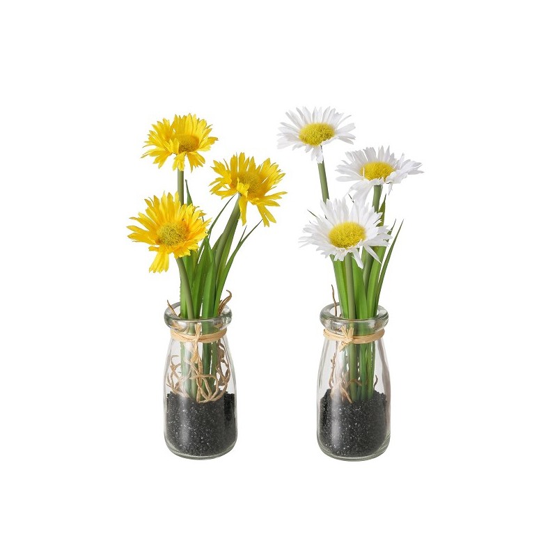 Boltze Home Kunstplant Gerbera in glazenpot dia.4,5x23cm 2 assorti