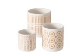 Boltze Home Bloempot set 'Idale'  3-delig Dolomite dia.9x10cm, dia.7x7cm, dia11x12cm
