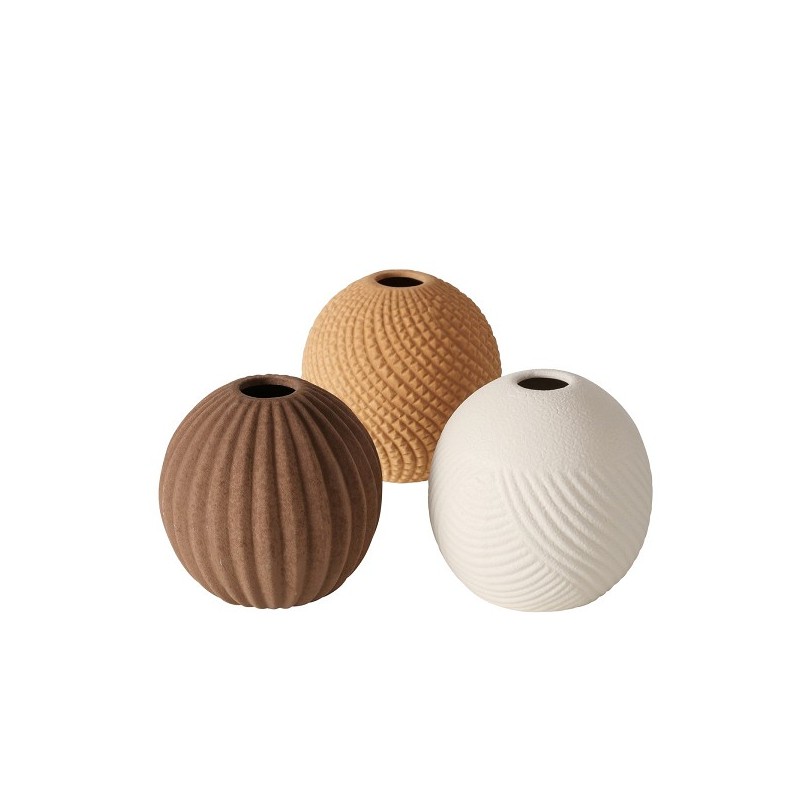 Boltze Home Vaas 'Tedros' dolomite dia.11x11cm 3 assorti handgemaakt