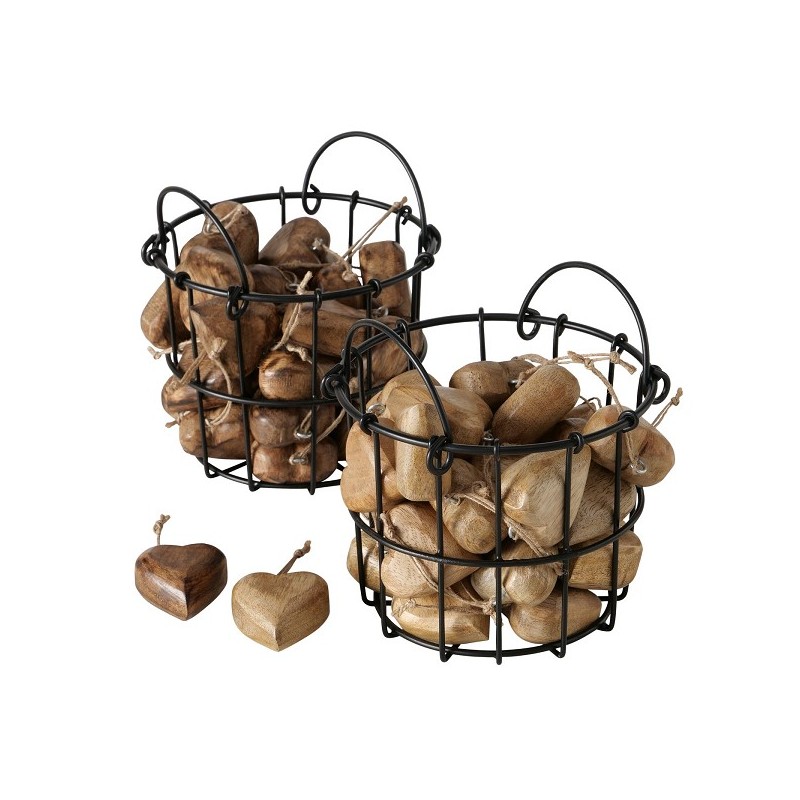 Boltze Home Decoratieve hanger Hart 'Vali' mango hout 5x2,5x5cm 2 assorti kleur handgemaakt per stuk