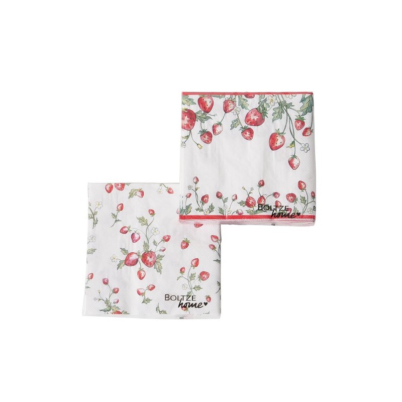 Boltze Home Servetten Aardbei 'Emily' papier 20-delig 34x34cm