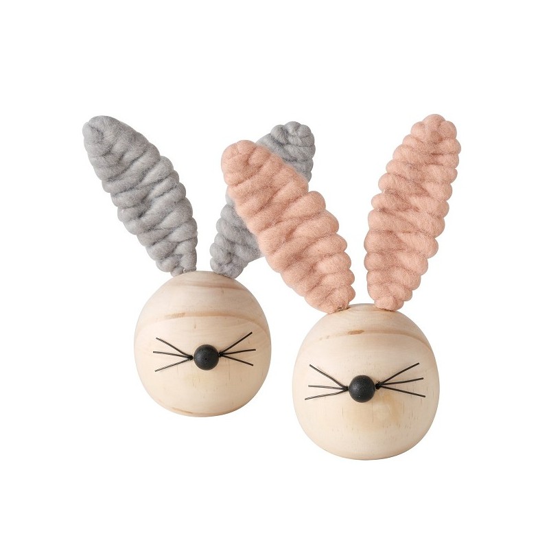 Boltze Home Beeld Haas hout/polyester 10x7,5x15cm 2 assorti