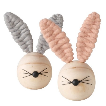 Boltze Home Beeld Haas hout/polyester 10x7,5x15cm 2 assorti