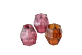 Boltze Home Theelichthouder Daro, 3 ass., Vierkant, H 8 cm, Glas gelakt, Effen