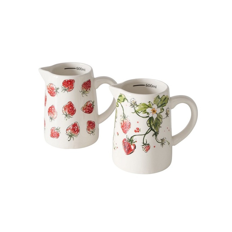 Boltze Home Schenkkan 'Strawberry' 500ml dolomite 15x10x14cm 2 assorti