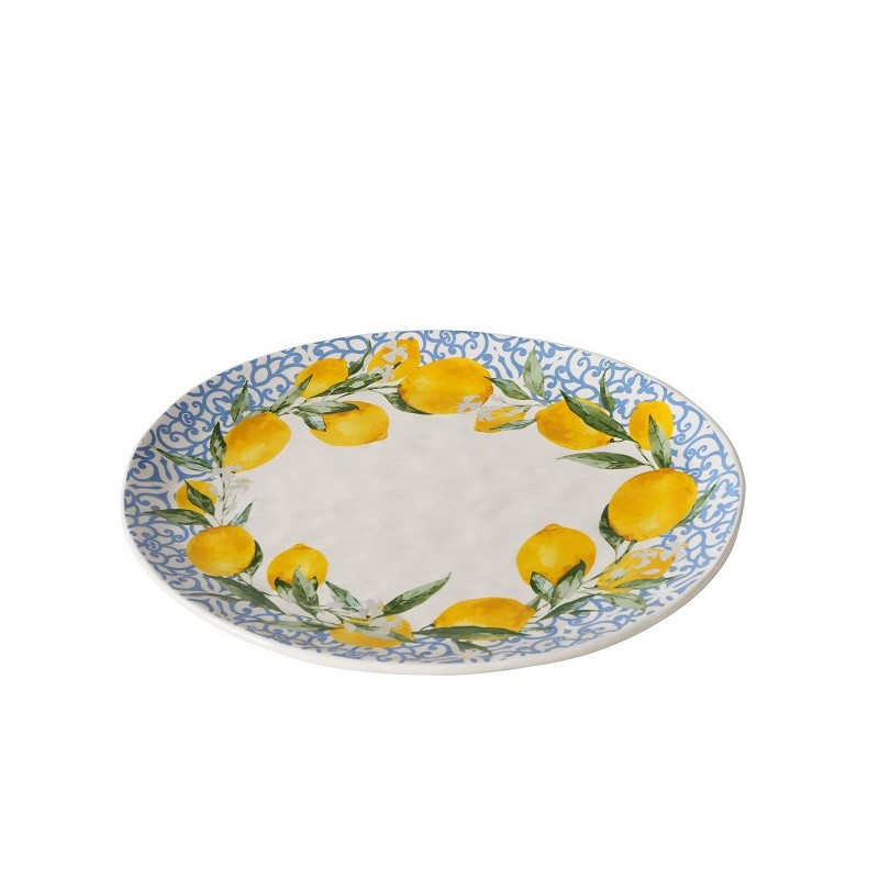 Boltze Home Bord 'Capri' met citroenen dessin aardewerk 39x31x3cm  Vaatwasmachinebestendig handgemaakt