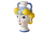 Boltze Home Vaas/Beeld gezicht 'Limona' 15x12x20cm Dolomiet hand gemaakt
