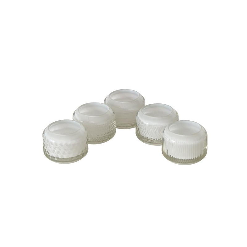 Boltze Home Theelichthouder 'Vadina' glas dia.8x6cm wit 3 assorti