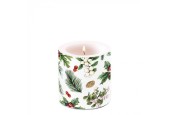 Ambiente Kaars klein Winter greenery wit dia7,5x9cm van parafine 35 branduren