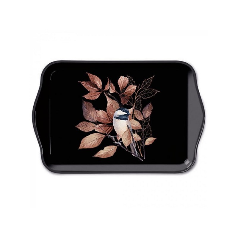 Ambiente Dienblad Lovely chickadee 13x21cm melamine zwart