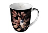 Ambiente Mok 400ml Lovely chickadee porselein zwart dia10x10,5cm