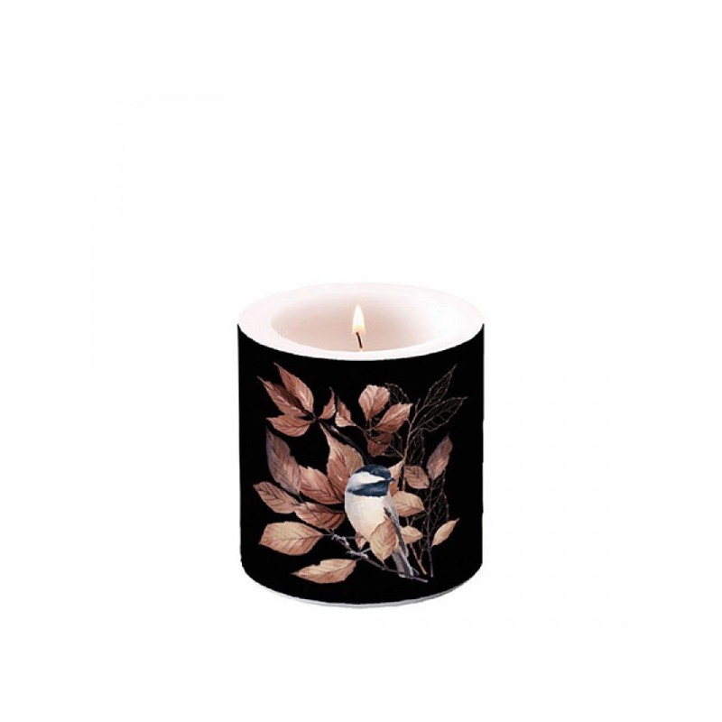 Ambiente Kaars klein Lovely chickadee zwart dia7,5x9cm paraffine 35 branduren
