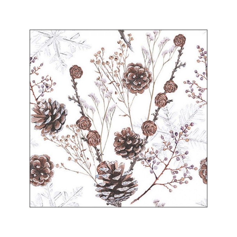 Ambiente Servetten 33cm  Pine cones wit 3 -laags 100% FSC Mix