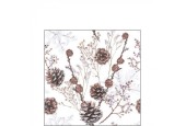Ambiente Servetten 25cm  Pine cones wit 3 -laags 100% FSC Mix