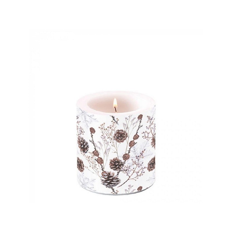 Ambiente Kaars klein Pine cones wit dia.7,5x9cm van parafine 35 branduren