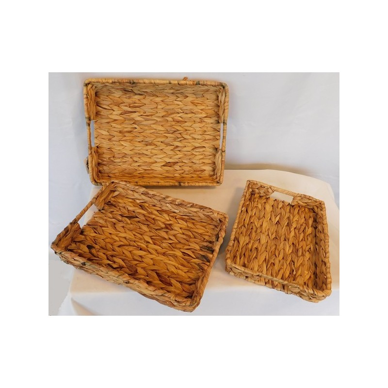 Set de plateaux Jacinthe 3 parties rectangle 38x28x6/34x25x5.5/30x23x5cm