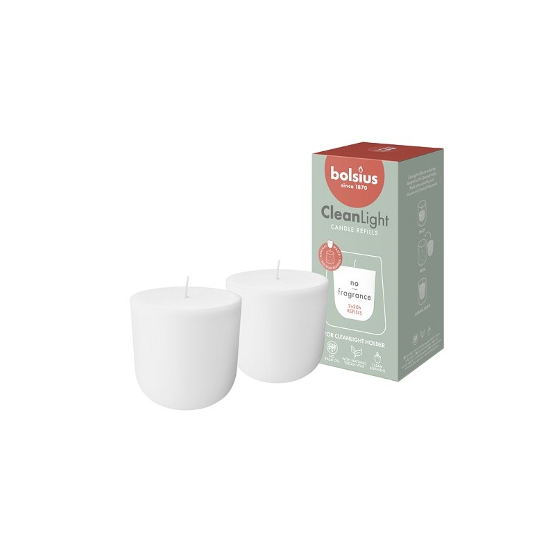 Bolsius Navulling Clean Light Zero pak a 2 stuks