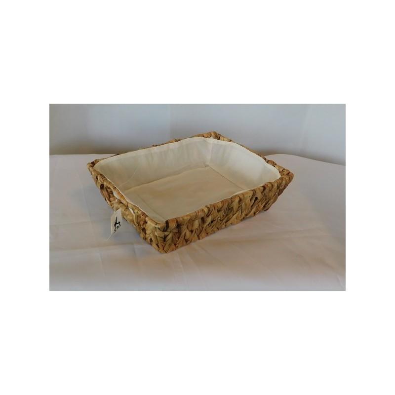 Mand Hyacint rechthoek met stof bekleed 29x22x8cm