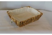 Mand Hyacint rechthoek met stof bekleed 29x22x8cm