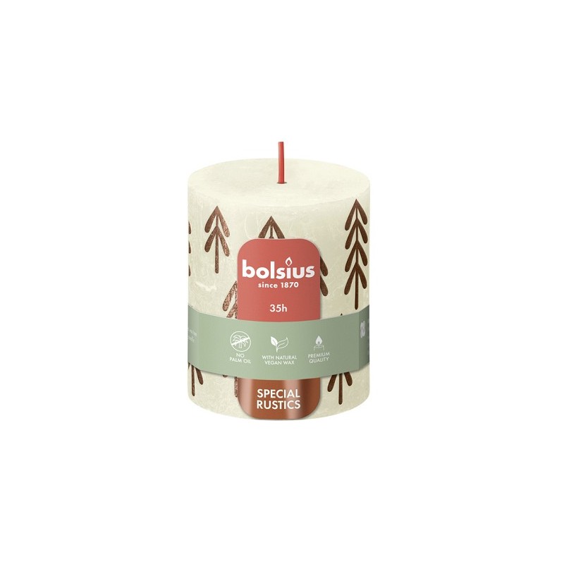 Bolsius Rustiek printed stompkaars 80/68 Soft Pearl