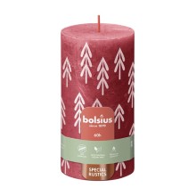 Bolsius Rustiek printed stompkaars 130/68 Delicate Red