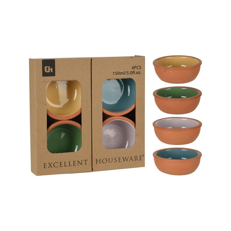 Excellent Houseware Tapasschaal terracotta 150ml 4 delig
