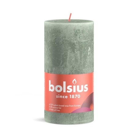 Bolsius Shine Collection Bougie pilier rustique 130/68 Vert Jade-Vert Jade