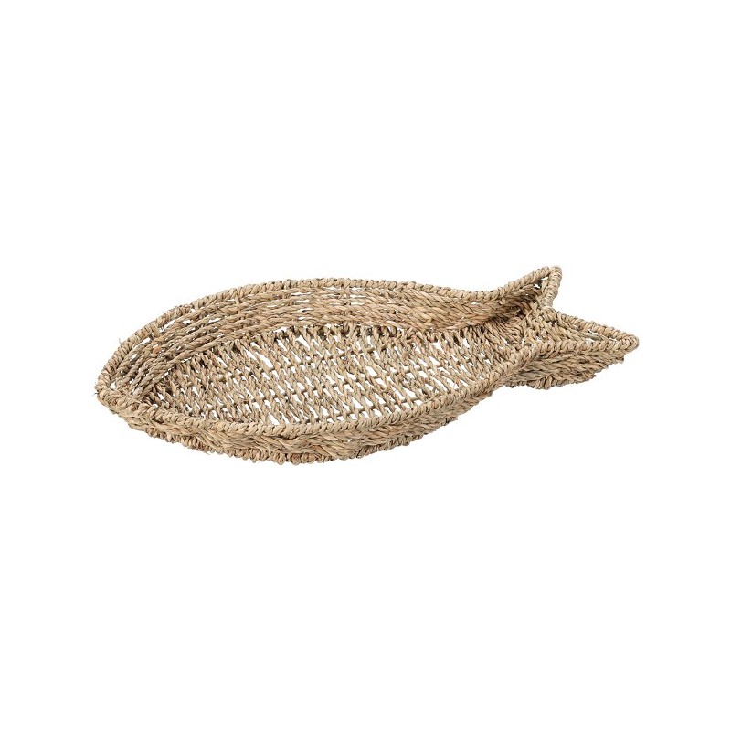 Schaal visvorm riet/rotan 36x21x4cm