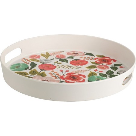 Dienblad melamine bloemen Ø30xh4cm