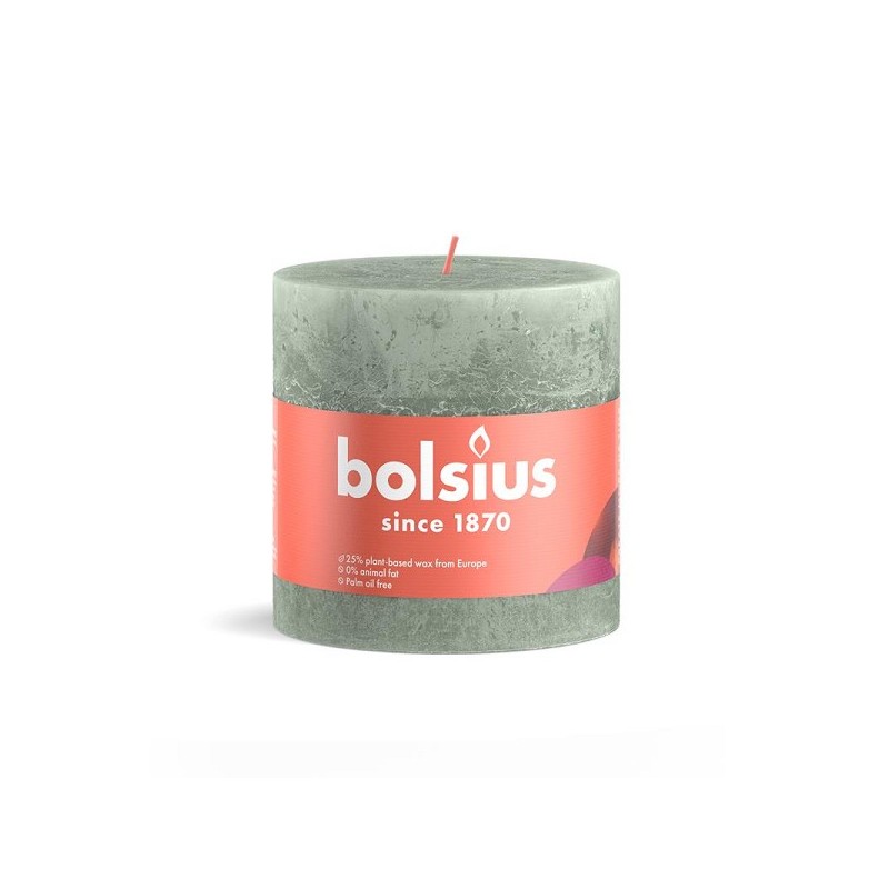 Bolsius Shine Collection Bougie bloc rustique 100/100 Vert Jade -Vert Jade