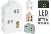 Huis met led 13cm 3 assorti