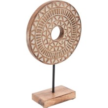 Ornament rond op voet mangohout 20x7x32cm