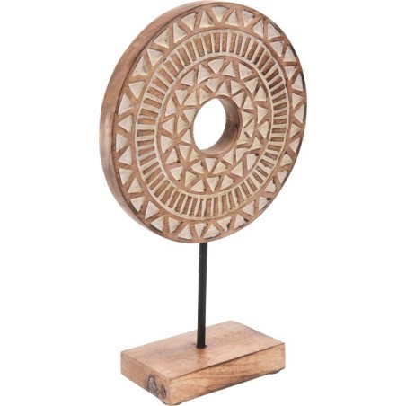 Ornament rond op voet mangohout 20x7x32cm
