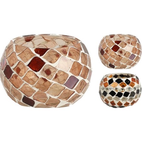 Theelichthouder Mozaïek glas 9x9x6cm
