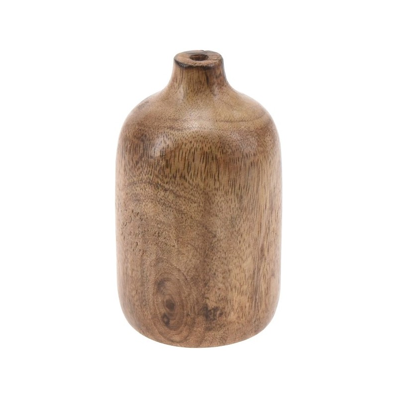 Vaas hout met smalle hals 6x6x10cm