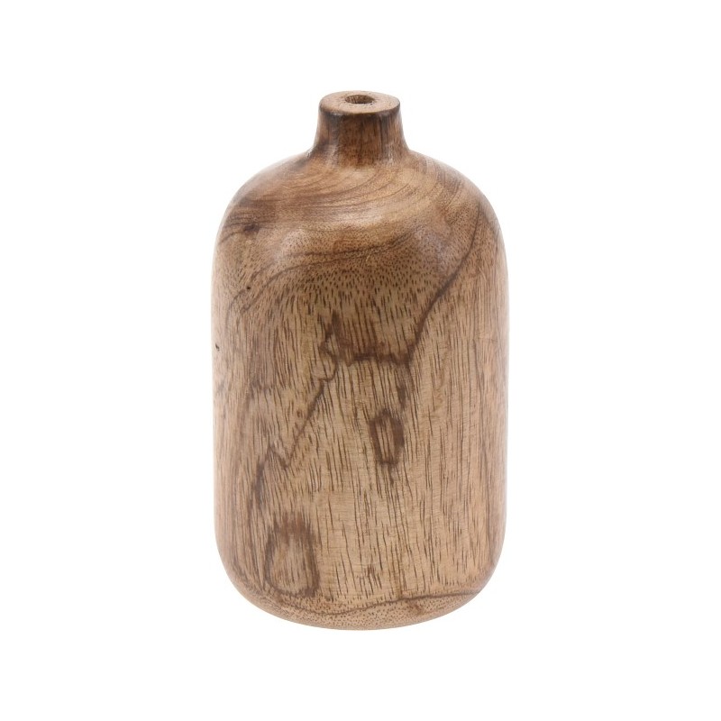 Vaas hout met smalle hals 7x7x13cm