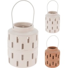 Lantaarn dolomite met metalen handvat Ø10xH17cm