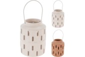 Lantaarn dolomite met metalen handvat Ø10xH17cm
