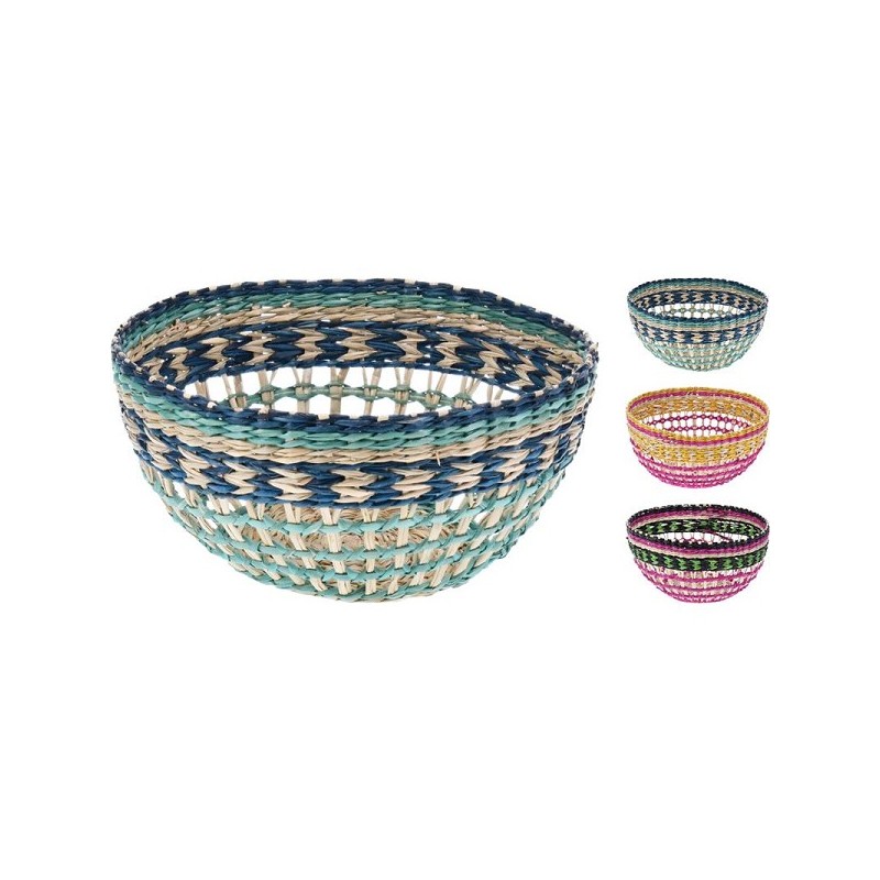 Mand rond zeegras Ø20xh10cm multikleuren