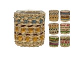 Theelichthouder met zeegras multicolour H8cm
