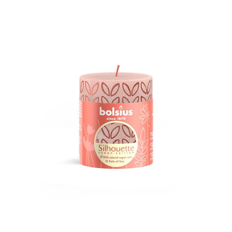 Bolsius Rustiek printed stompkaars 80/68 Misty Pink Silhouette