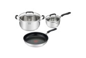 Tefal Cook & Cool Pannenset - 3-delig Steelpan 16cm,  Koekenpan 28cm, Kookpan 24cm