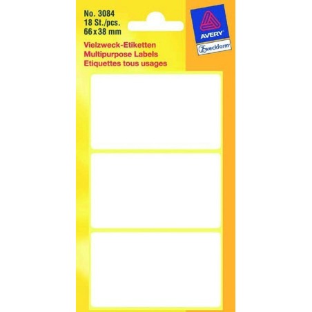 etiket Zweckform 66x38mm wit blister a 18 etiketjes bundel a 10 vel