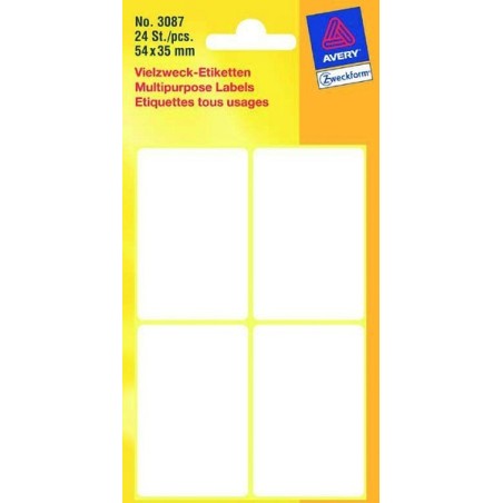 etiket Zweckform 54x35mm wit blister a 24 etiketjes. Bundel a 10 pakjes