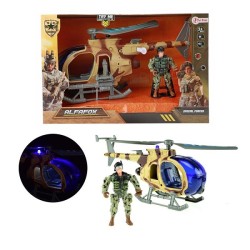 Toi Toys Alfafox Hélicoptère militaire à friction + lumière et son