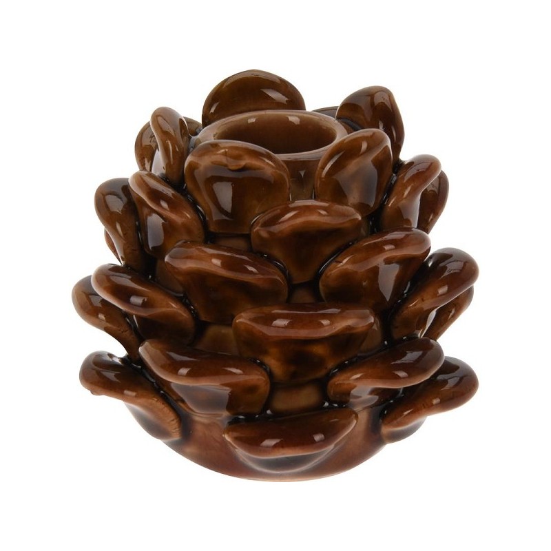 Bougeoir pomme de pin 7cm marron