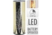 Sfeerlicht glas met LED verlichting- goud -met vlamverlichting- 20cm ( exclusief batterijen )