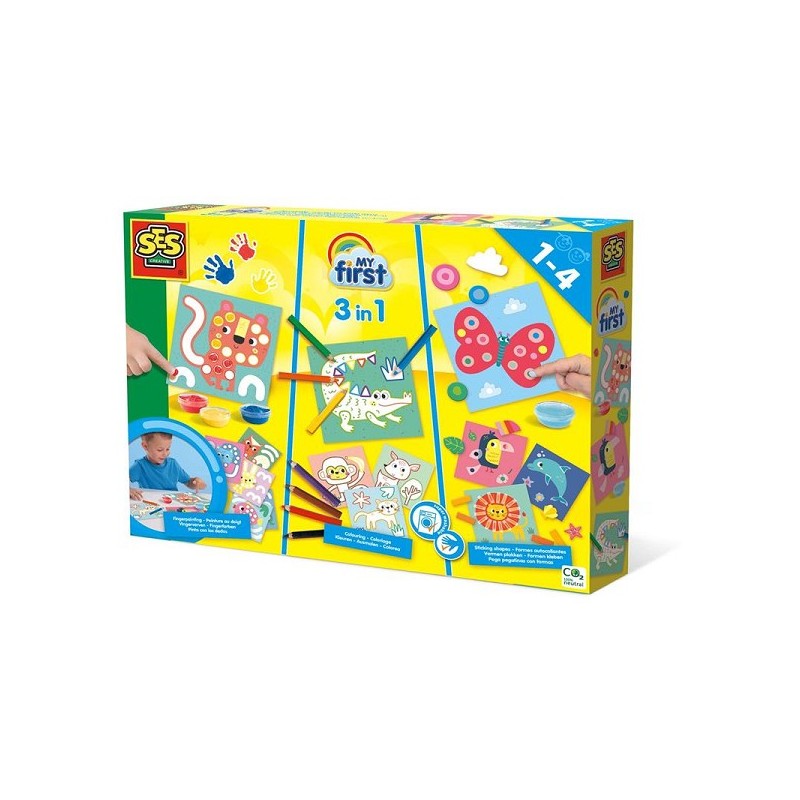 Ses My first - 3-in-1 Vingerverven, kleuren en vormen plakken