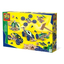 Ses blue Timmerset bouwset voertuigen hout