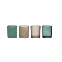 Hakbijl Glass Theelichthouderset 4-delig Ø8xh9cm blauw/grijs